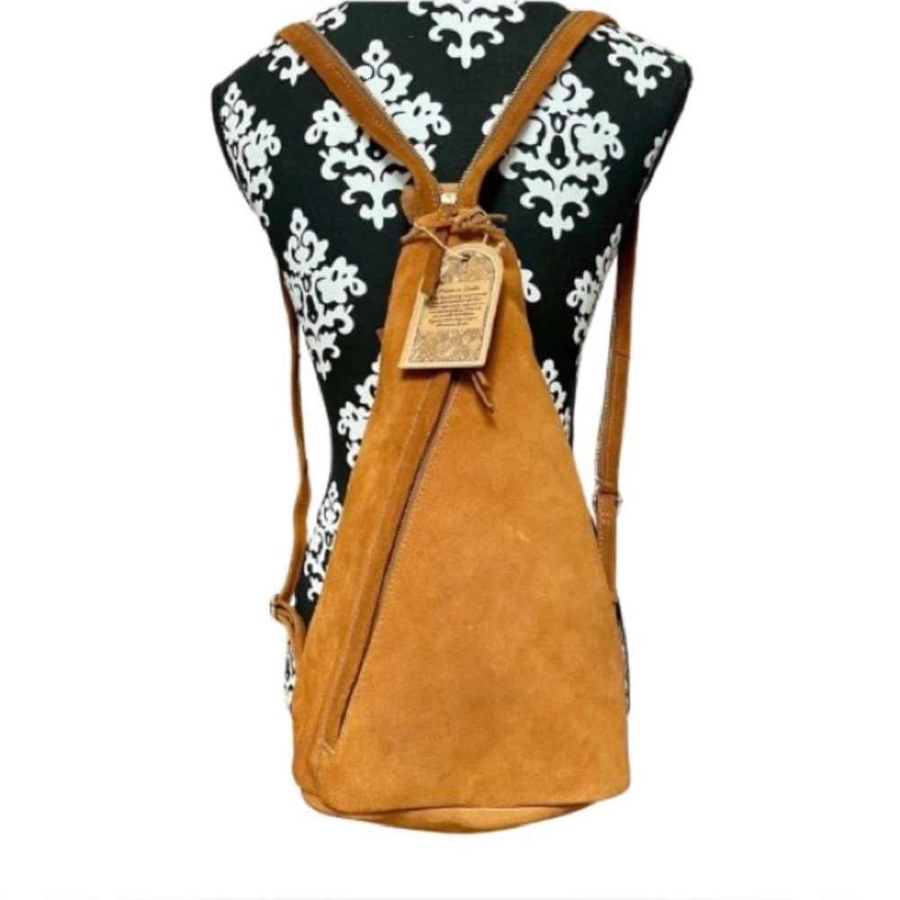 MADE IN INDIA Camel Brown Leather Sling Bag and Backpack